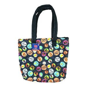 Black Paper Party Quilted Tote Bag  - 15” x 13.5” x 4”